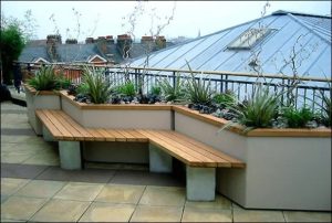 furniture in rooftop garden