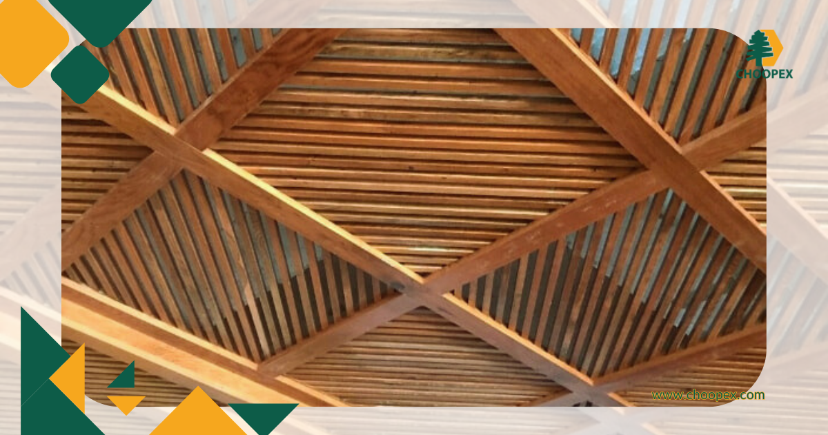 سقف کاذب چوبی با شیار و اشکال هندسی